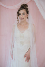 Load image into Gallery viewer, Delilah pink, gold and ivory petal veil