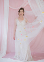 Load image into Gallery viewer, Delilah pink, gold and ivory petal veil