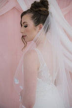 Load image into Gallery viewer, Bella silver and white petal bridal veil