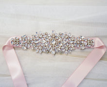 Load image into Gallery viewer, Silver and rose gold crystal bridal belt