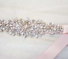 Load image into Gallery viewer, Silver and rose gold crystal bridal belt
