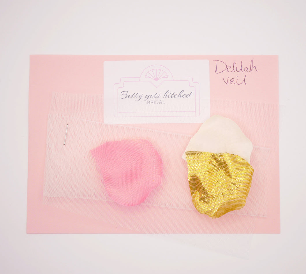 Tulle fabric samples for Delilah veil