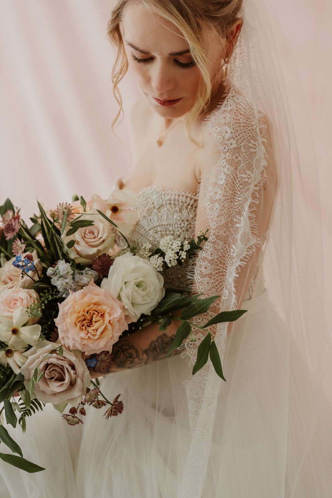 Delphine long lace edged veil