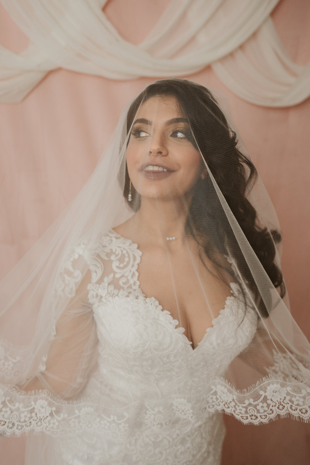 Colette two tier lace edged wedding veil
