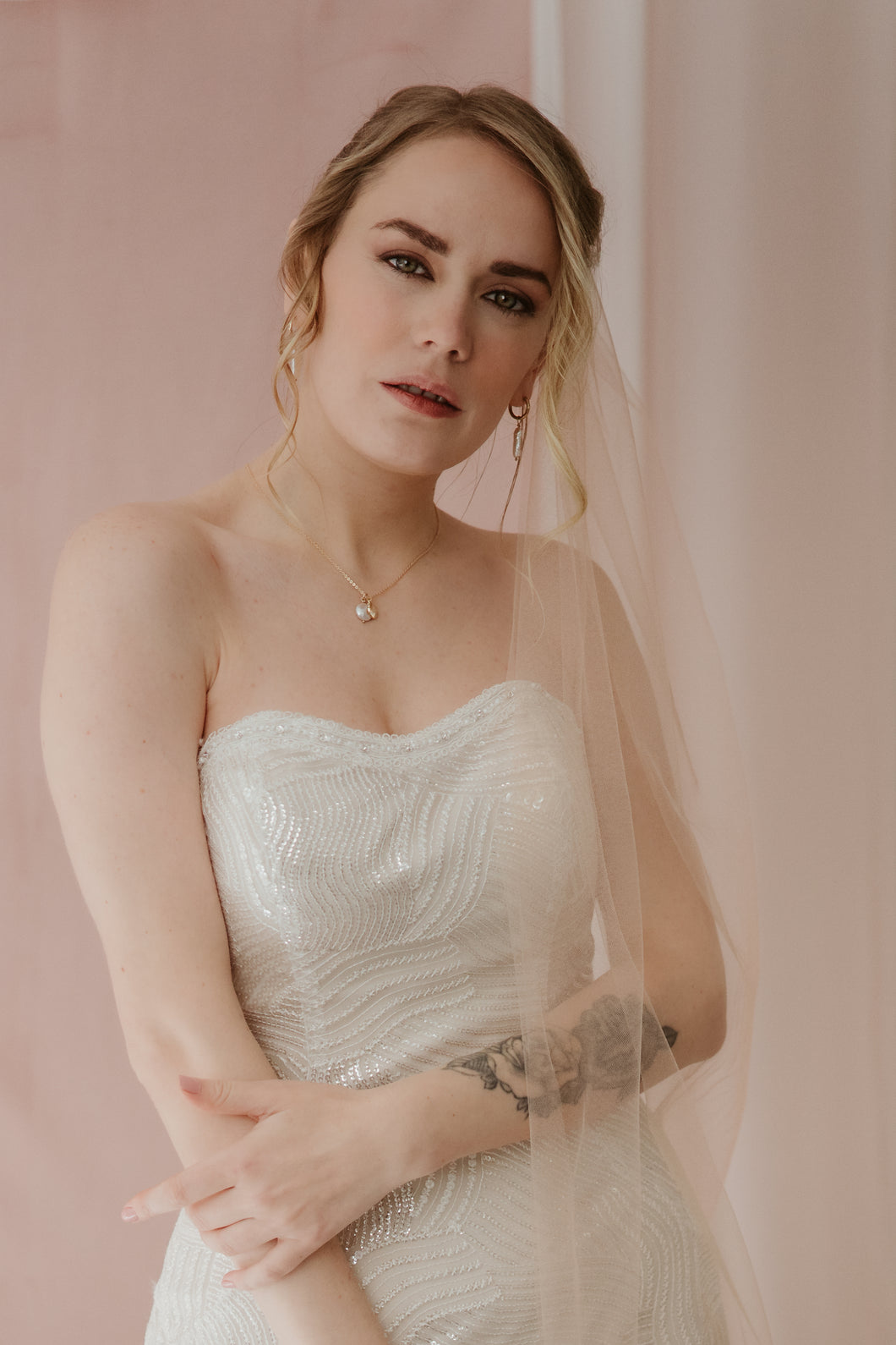 Georgia long blush wedding veil