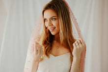 Load image into Gallery viewer, Zadie rose pink fingertip pearl veil
