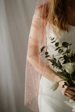Load image into Gallery viewer, Zadie rose pink fingertip pearl veil
