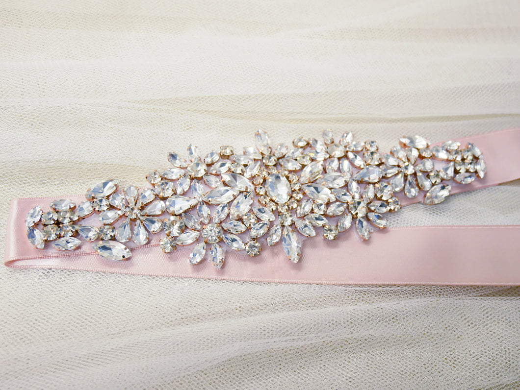 Silver and rose gold crystal bridal belt