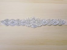 Load image into Gallery viewer, Silver crystal and pearl bridal belt
