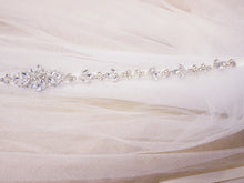Load image into Gallery viewer, Slim silver crystal and pearl bridal belt
