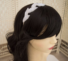 Load image into Gallery viewer, Ivory beaded leaf bridal headband
