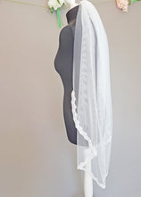 Load image into Gallery viewer, Lace edged fingertip wedding veil, Lena

