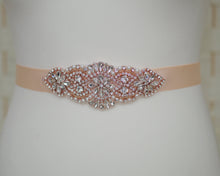 Load image into Gallery viewer, Crystal and pearl rose gold bridal belt
