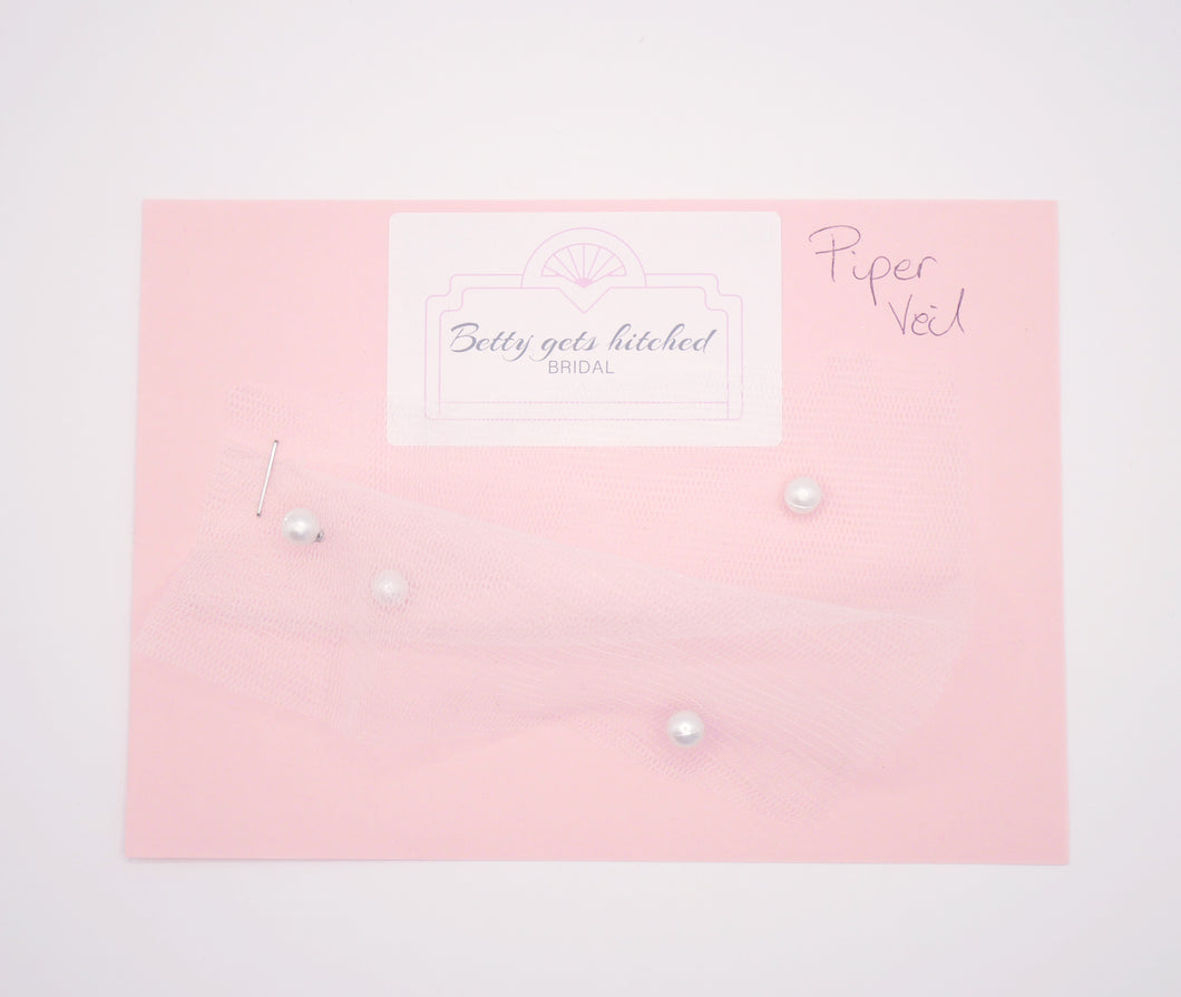 Fabric sample, Piper ivory pearl long wedding veil