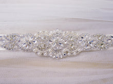 Load image into Gallery viewer, Silver crystal and pearl bridal belt
